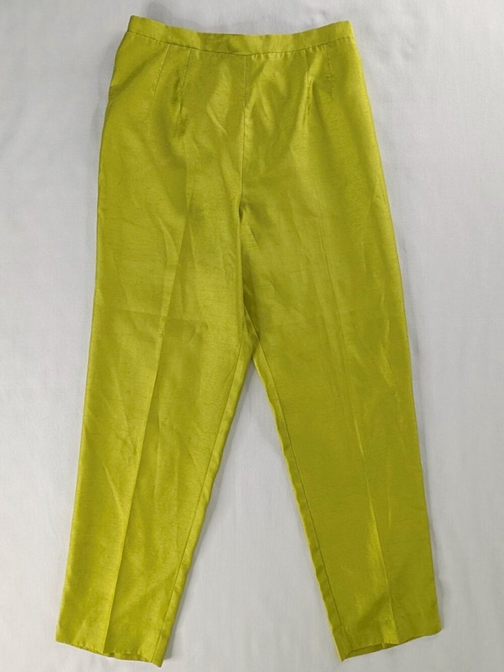 VTG Chartreuse Yellow Green Front Pleat High Rise Trousers 90s Pants